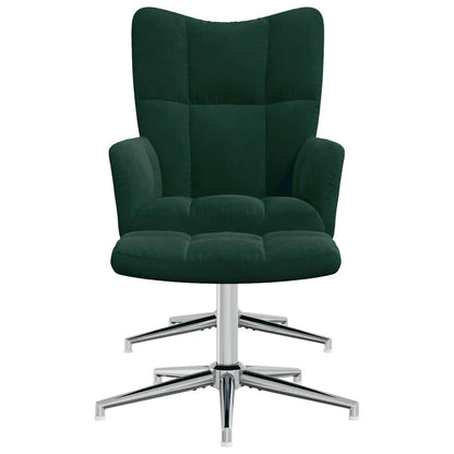 Relaxsessel mit Hocker Dunkelgrün Samt