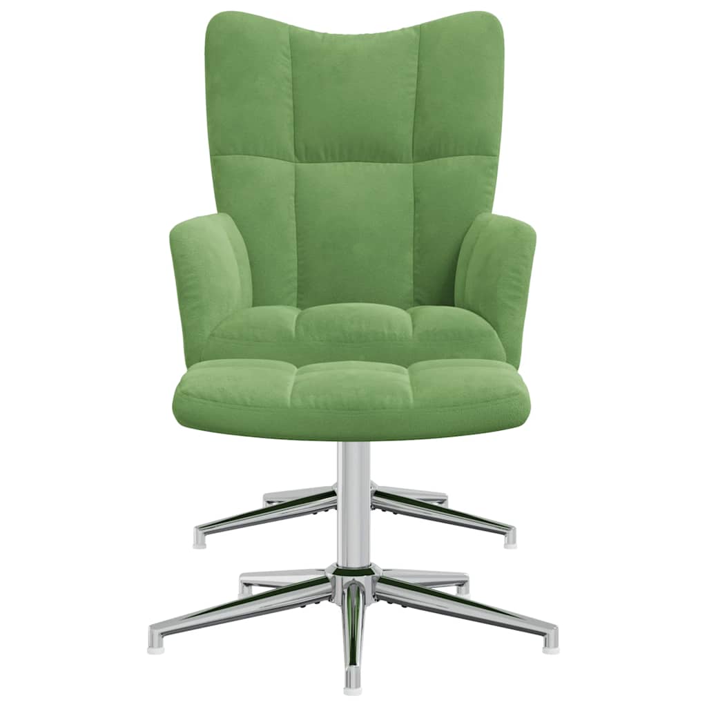 Relaxsessel mit Hocker Hellgrün Samt