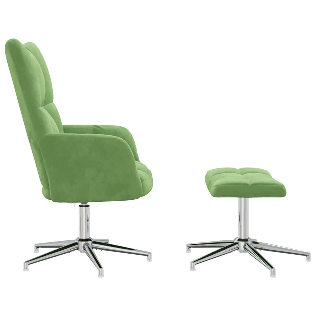 Relaxsessel mit Hocker Hellgrün Samt