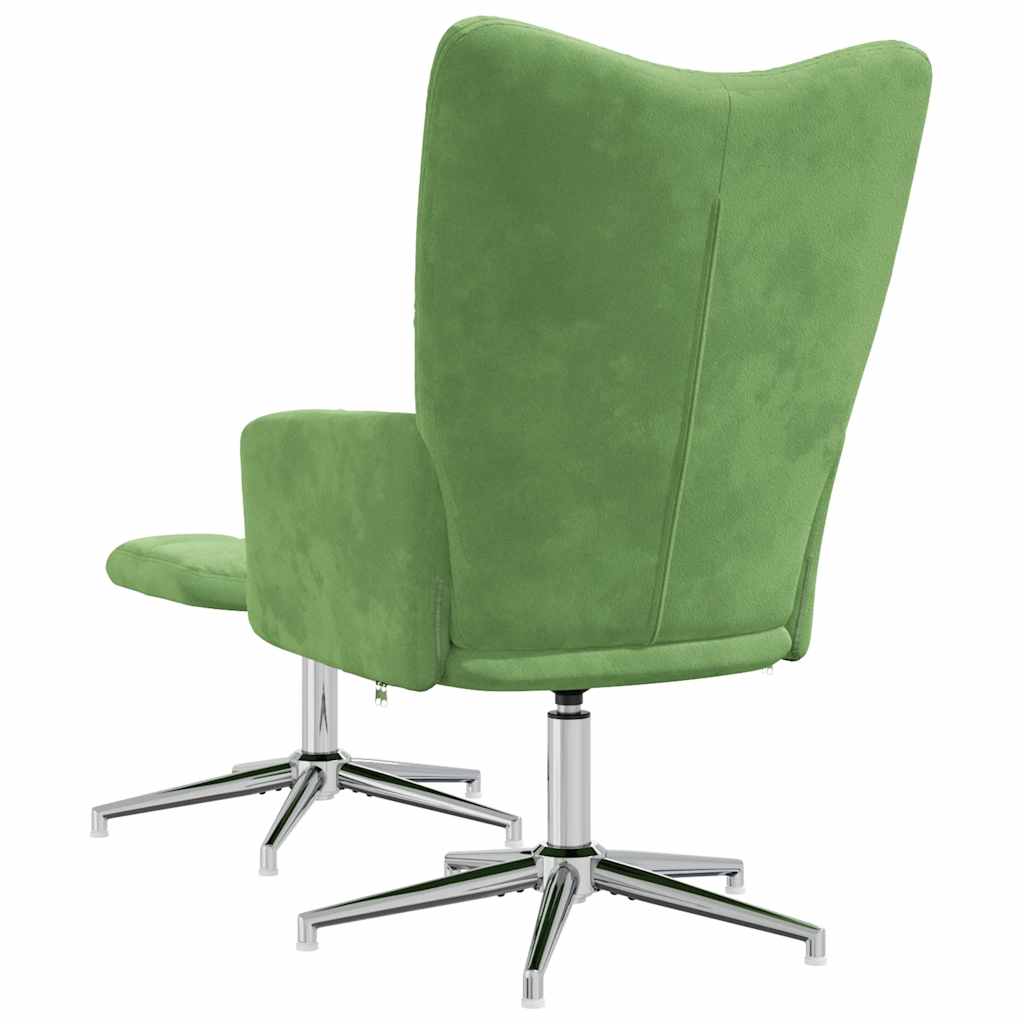 Relaxsessel mit Hocker Hellgrün Samt