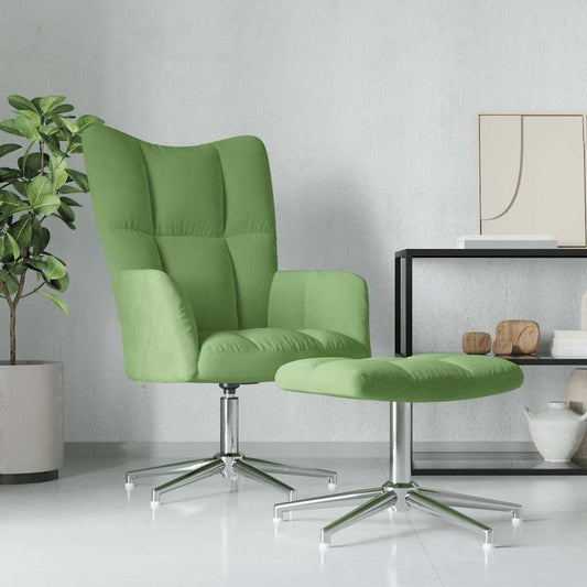 Relaxsessel mit Hocker Hellgrün Samt