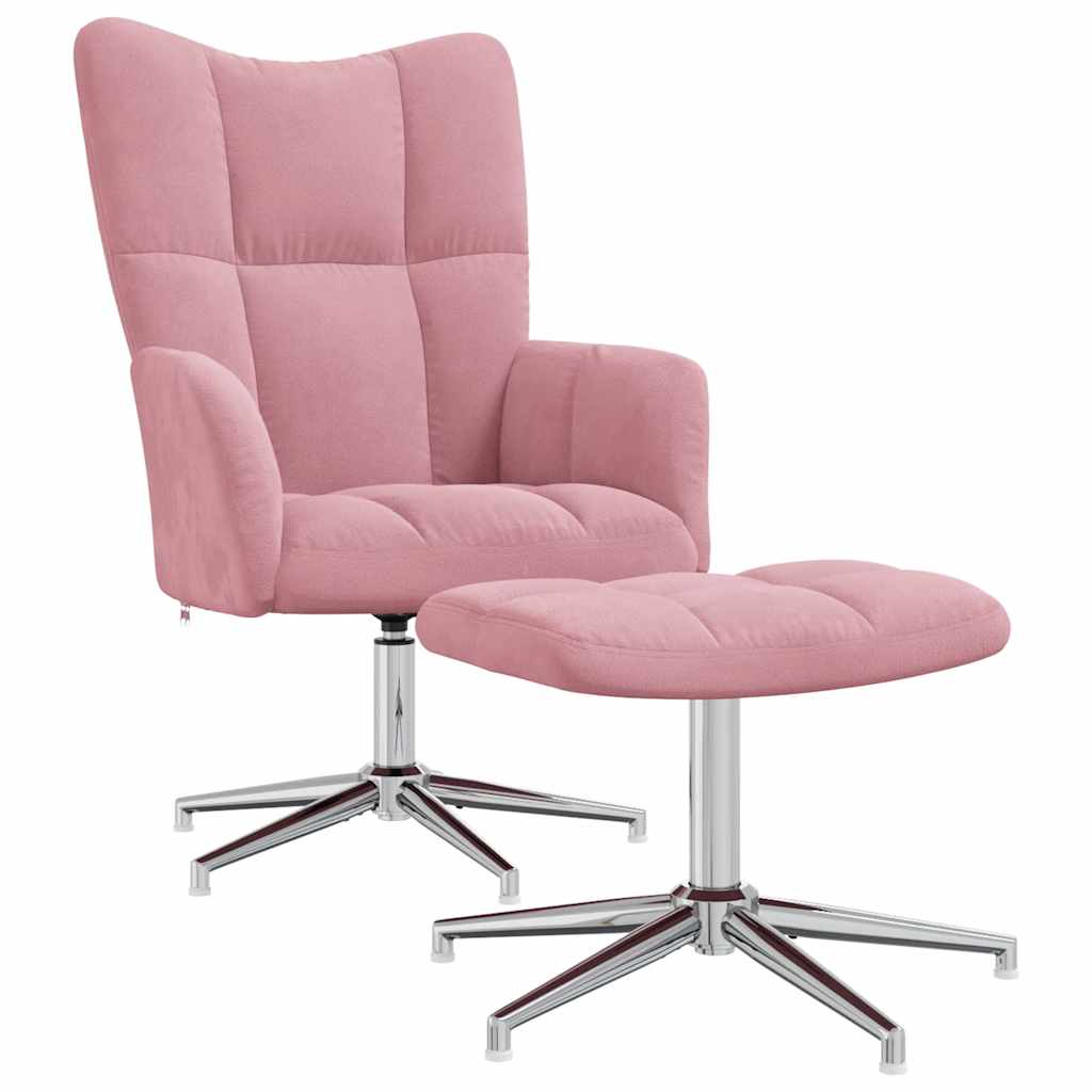 Relaxsessel mit Hocker Rosa Samt