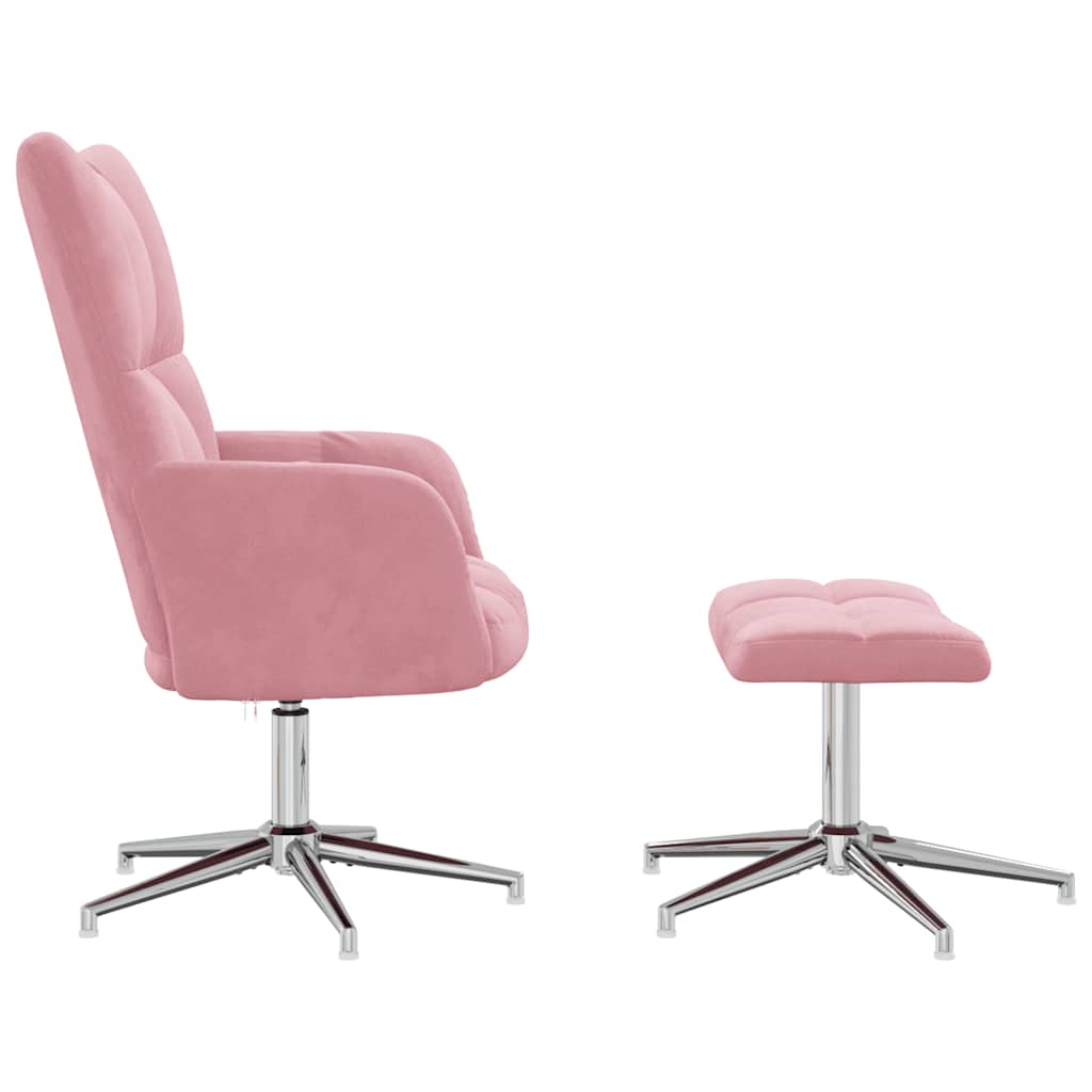 Relaxsessel mit Hocker Rosa Samt