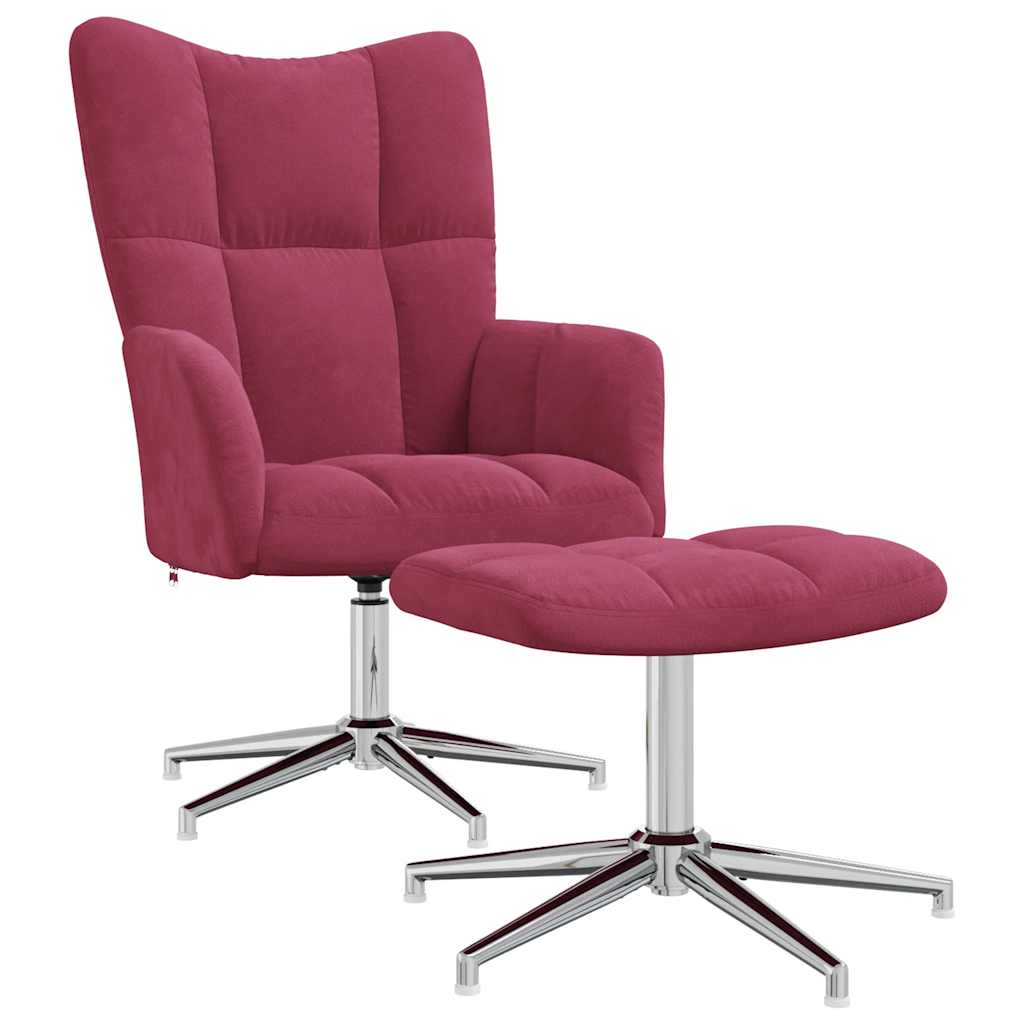 Relaxsessel mit Hocker Weinrot Samt