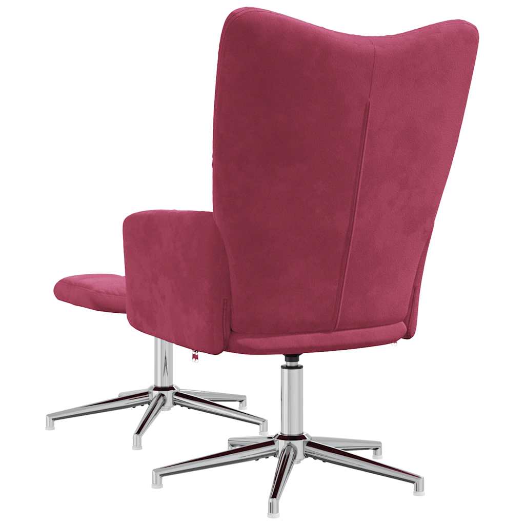 Relaxsessel mit Hocker Weinrot Samt