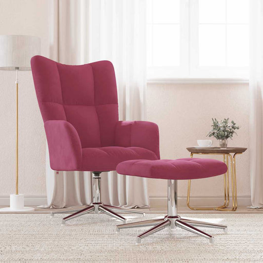 Relaxsessel mit Hocker Weinrot Samt