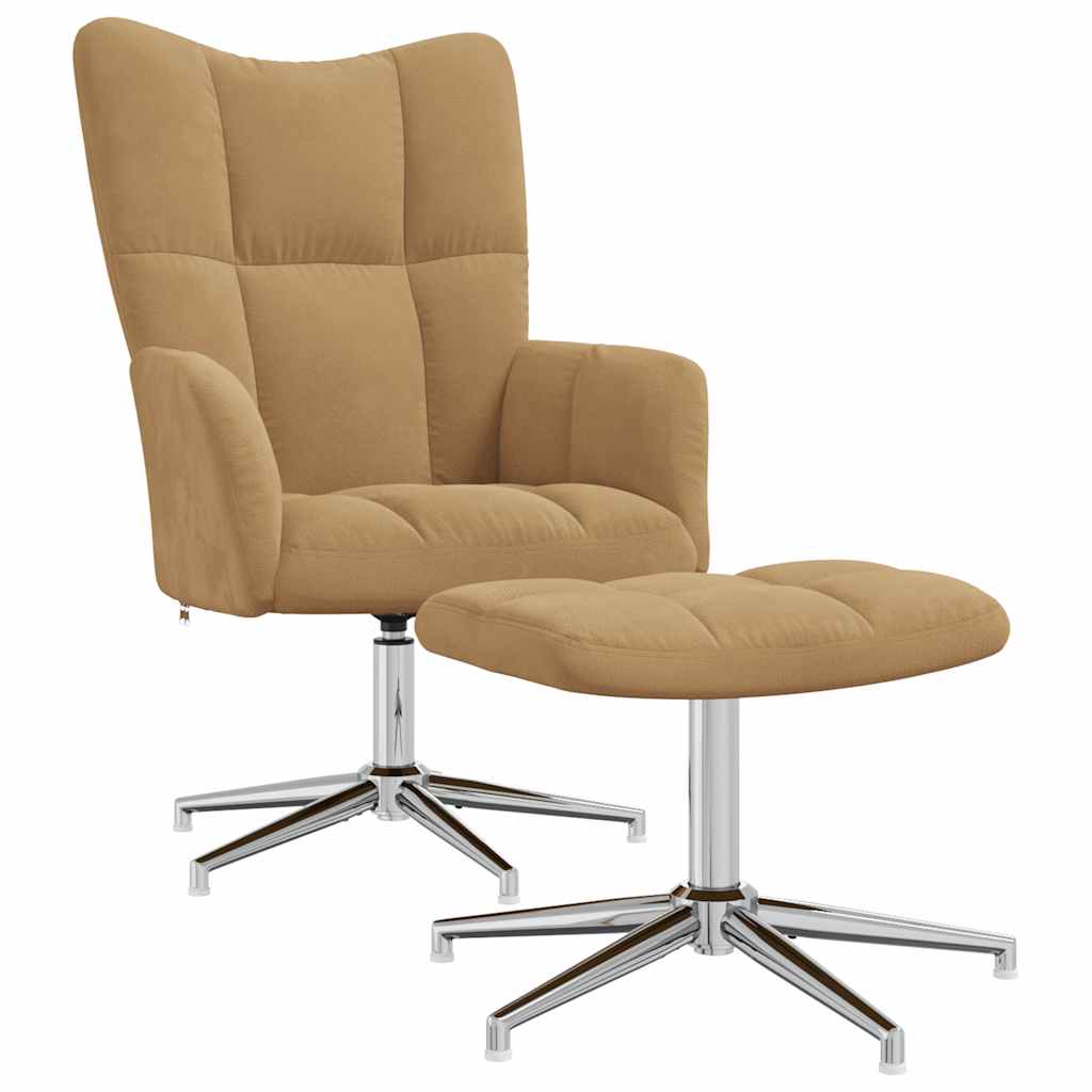Relaxsessel mit Hocker Braun Samt