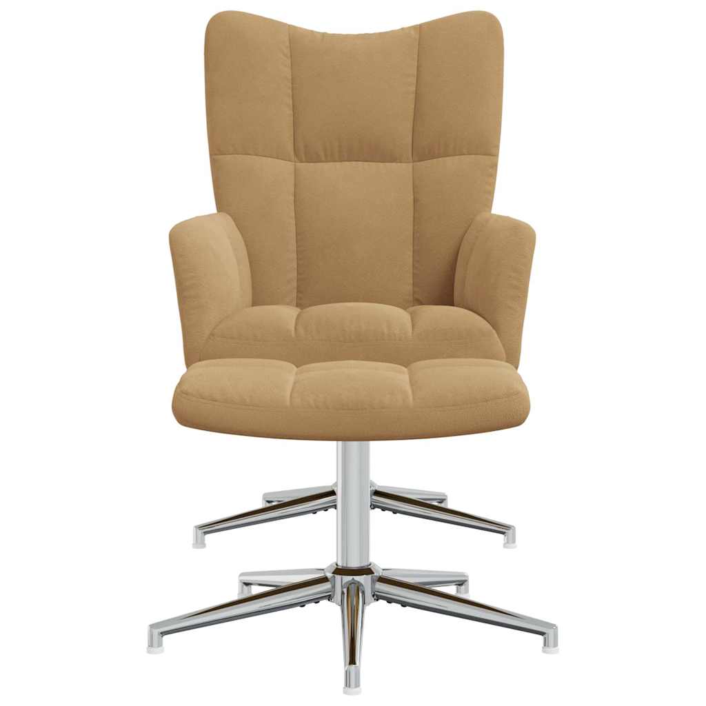 Relaxsessel mit Hocker Braun Samt