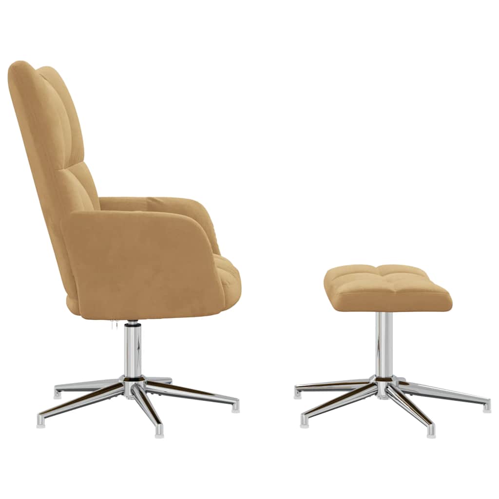 Relaxsessel mit Hocker Braun Samt