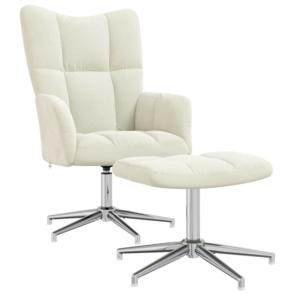 Relaxsessel mit Hocker Cremeweiß Samt