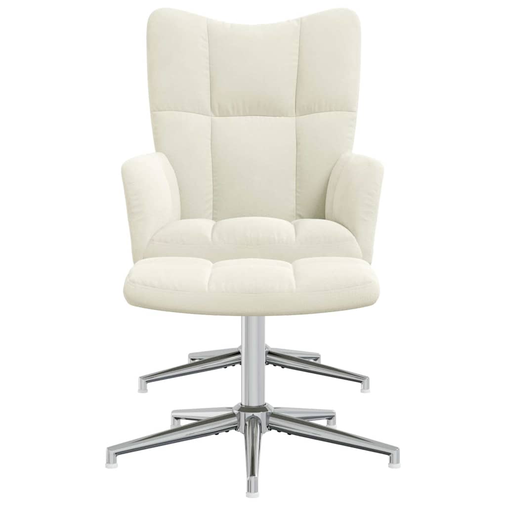 Relaxsessel mit Hocker Cremeweiß Samt