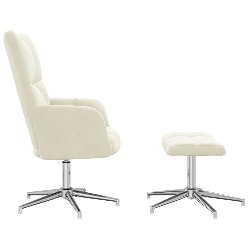 Relaxsessel mit Hocker Cremeweiß Samt