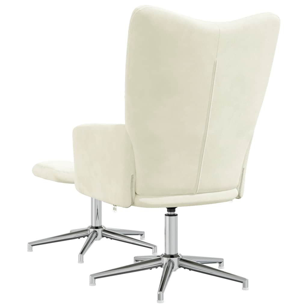 Relaxsessel mit Hocker Cremeweiß Samt