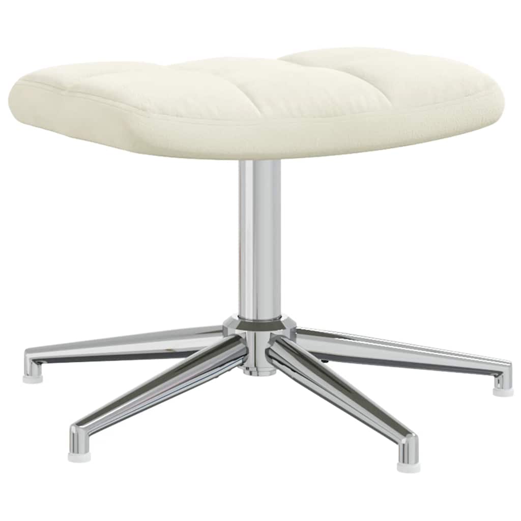 Relaxsessel mit Hocker Cremeweiß Samt