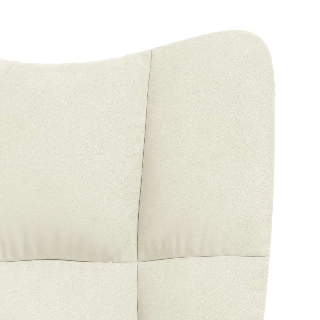 Relaxsessel mit Hocker Cremeweiß Samt
