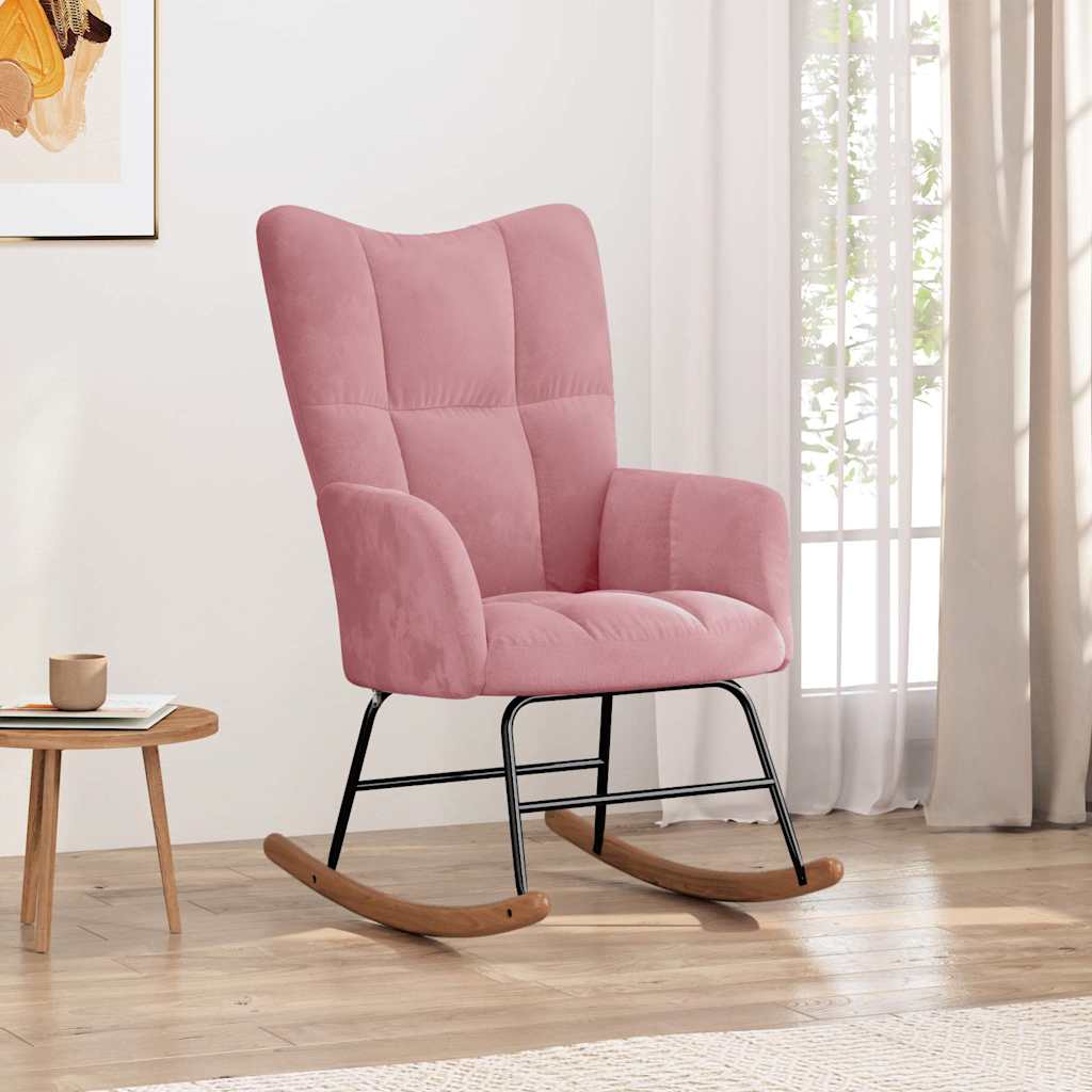 Schaukelstuhl Samt Rosa