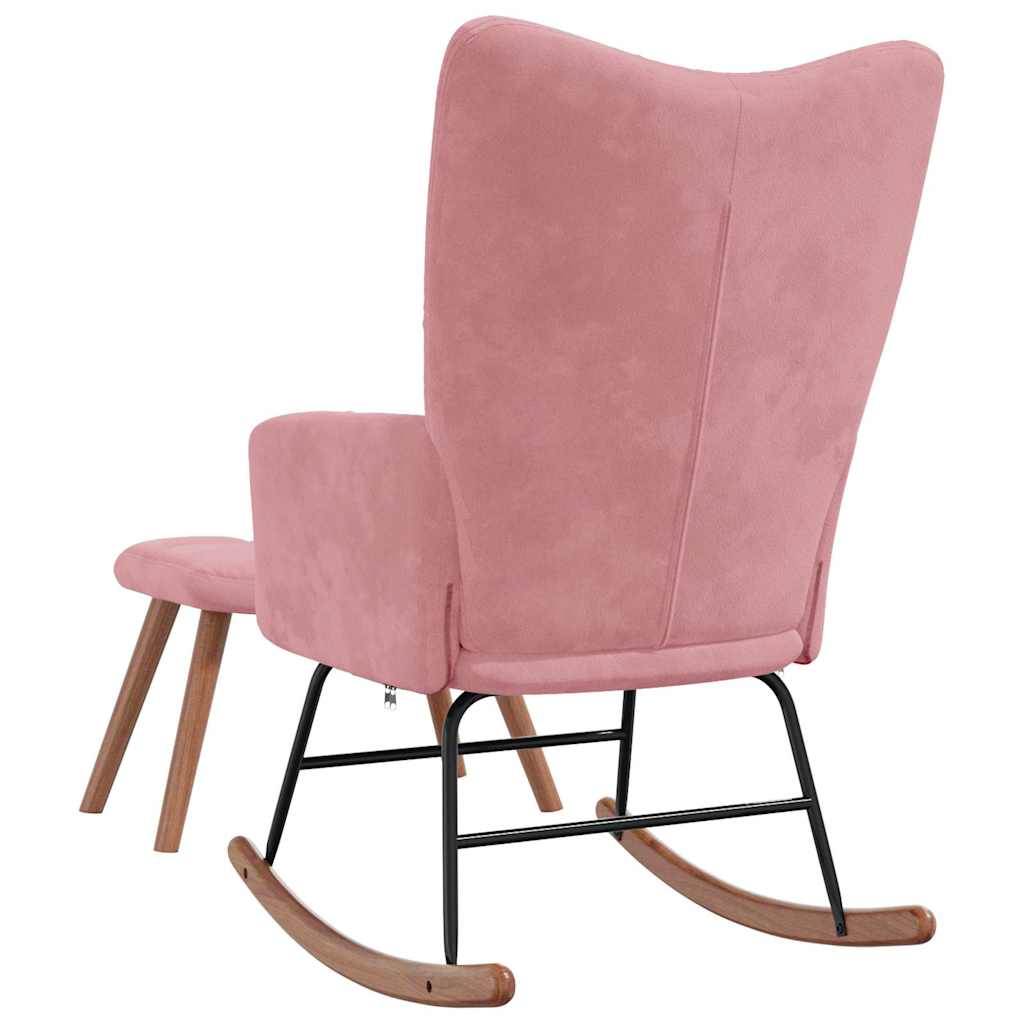 Schaukelstuhl mit Hocker Samt Rosa
