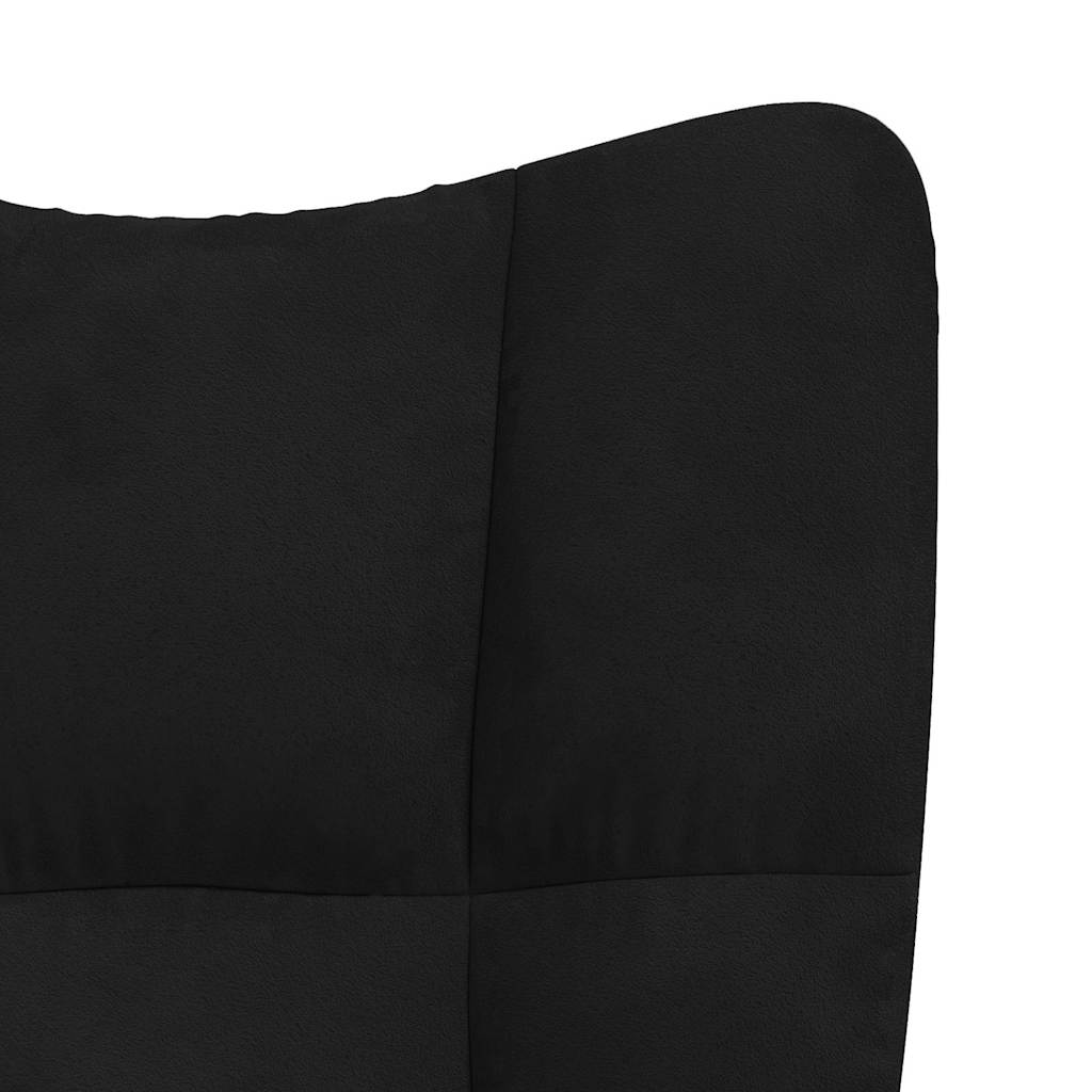 Schaukelstuhl mit Hocker Samt Schwarz