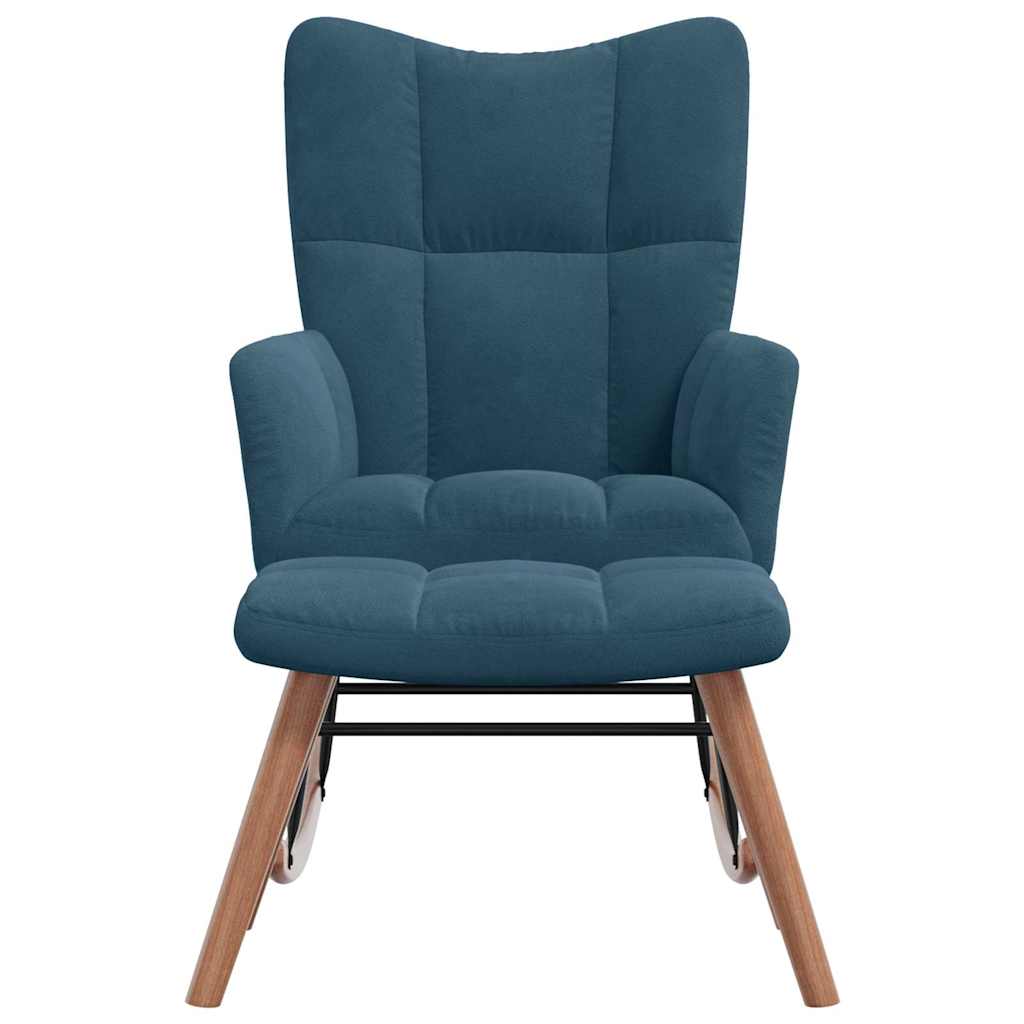 Schaukelstuhl mit Hocker Blauer Samt