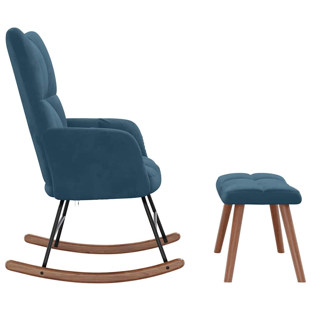 Schaukelstuhl mit Hocker Blauer Samt