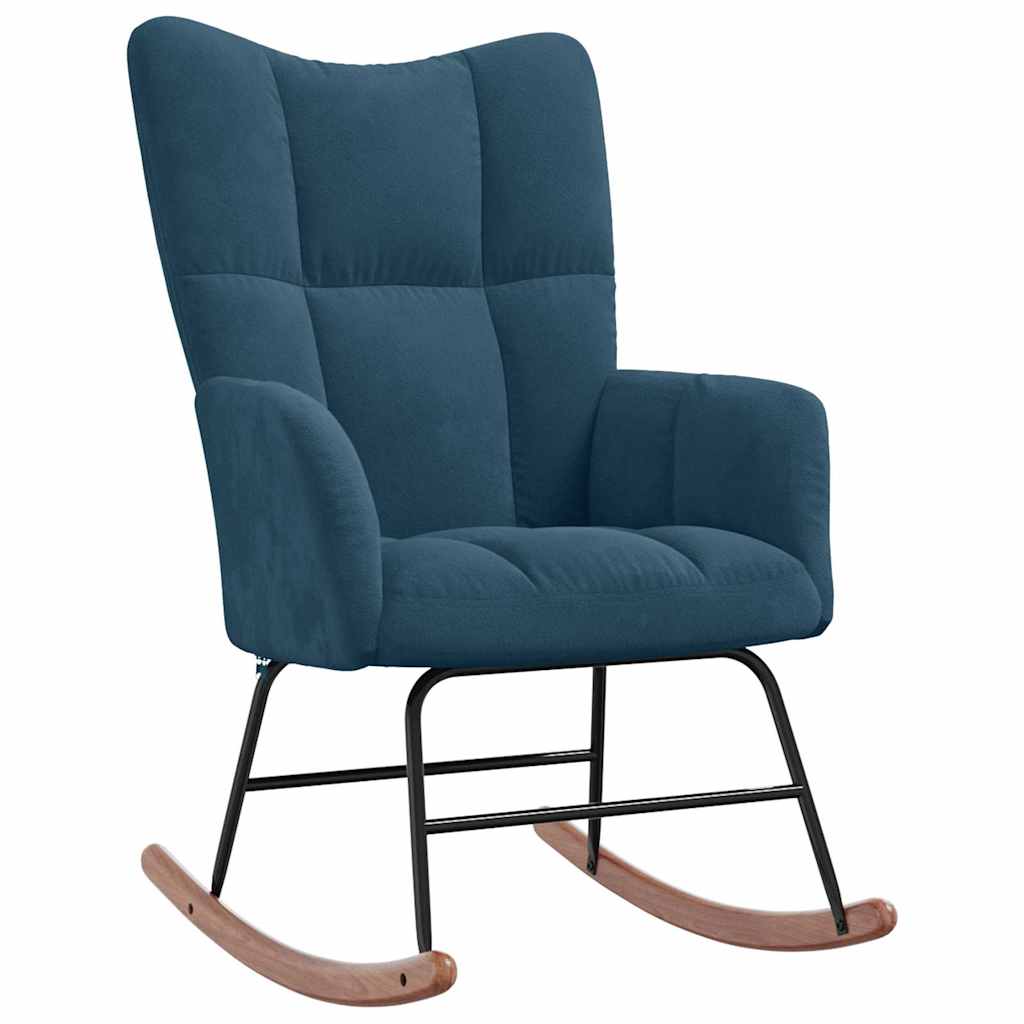 Schaukelstuhl mit Hocker Blauer Samt