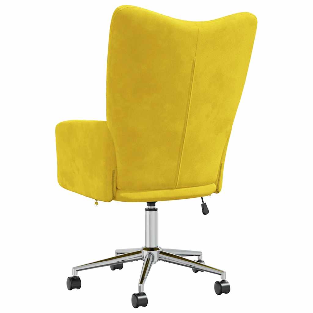 Fauteuil relax en velours jaune moutarde