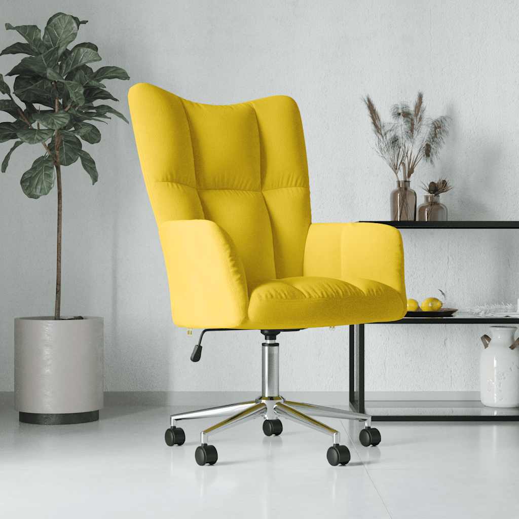 Fauteuil relax en velours jaune moutarde