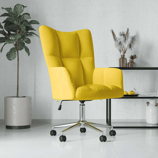 Fauteuil relax en velours jaune moutarde