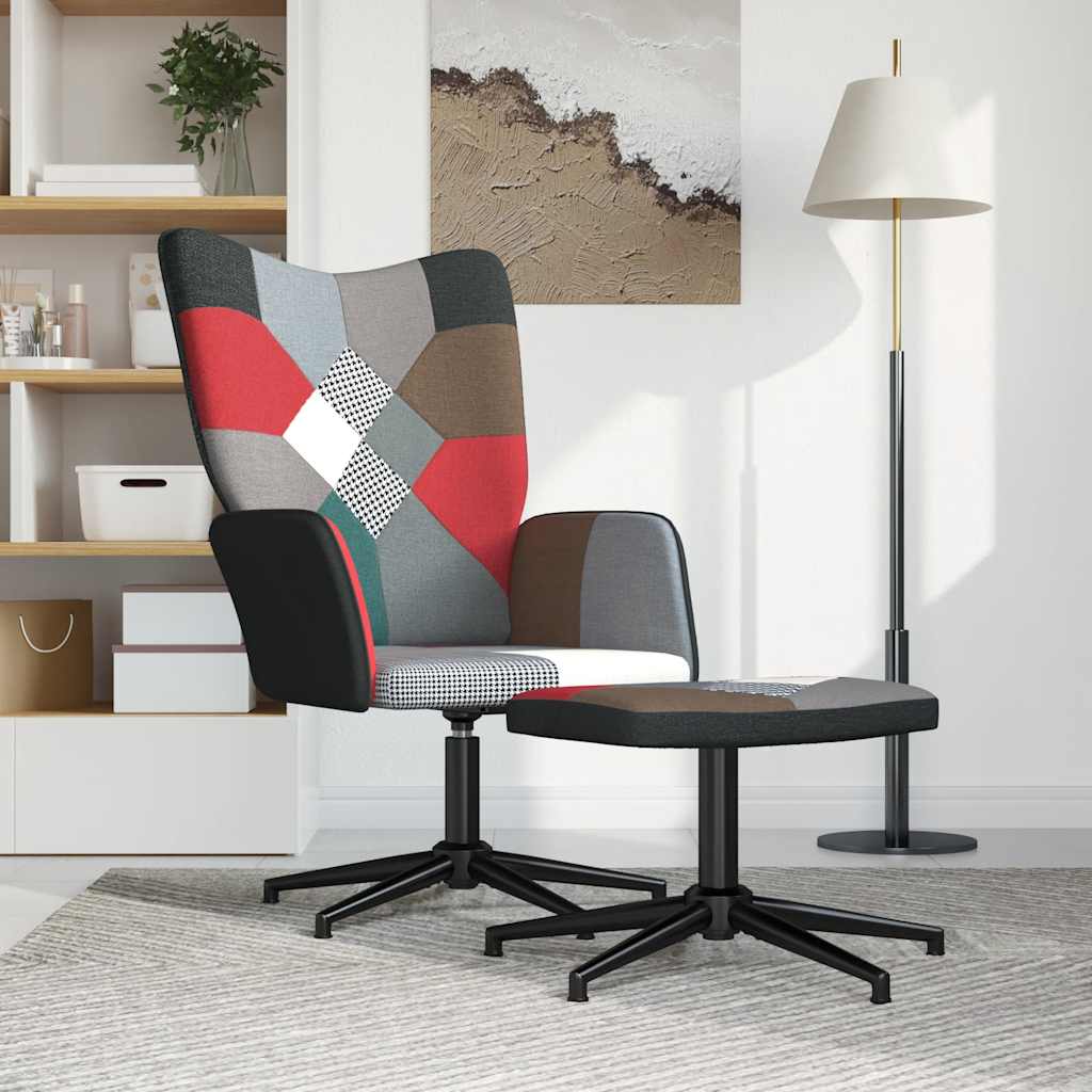 Relaxsessel mit Hocker Patchwork Stoff