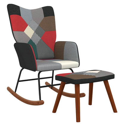 Schaukelstuhl mit Hocker Patchwork Stoff