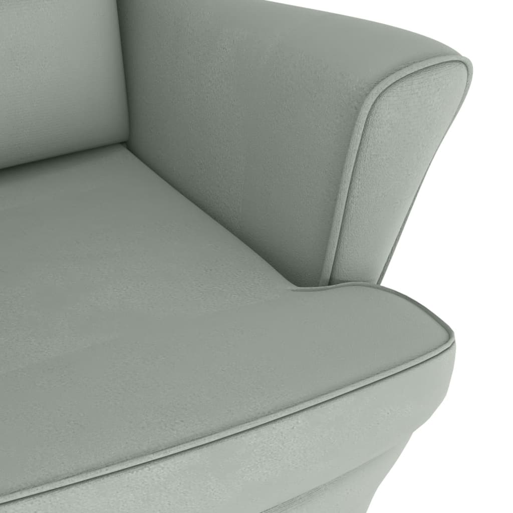 Chaise à bascule avec pieds en bois massif et caoutchouc, velours gris clair