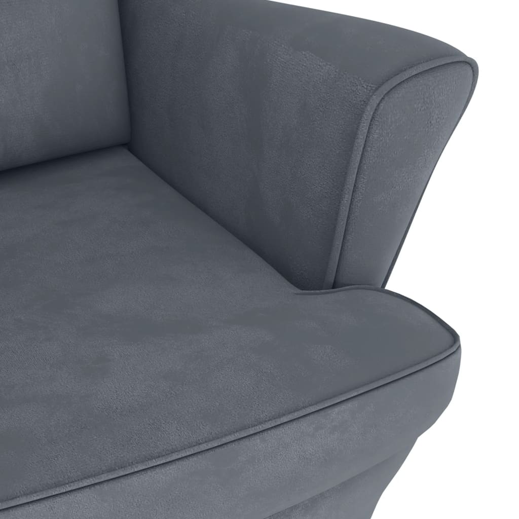 Chaise à bascule avec pieds en bois massif et caoutchouc, velours gris foncé