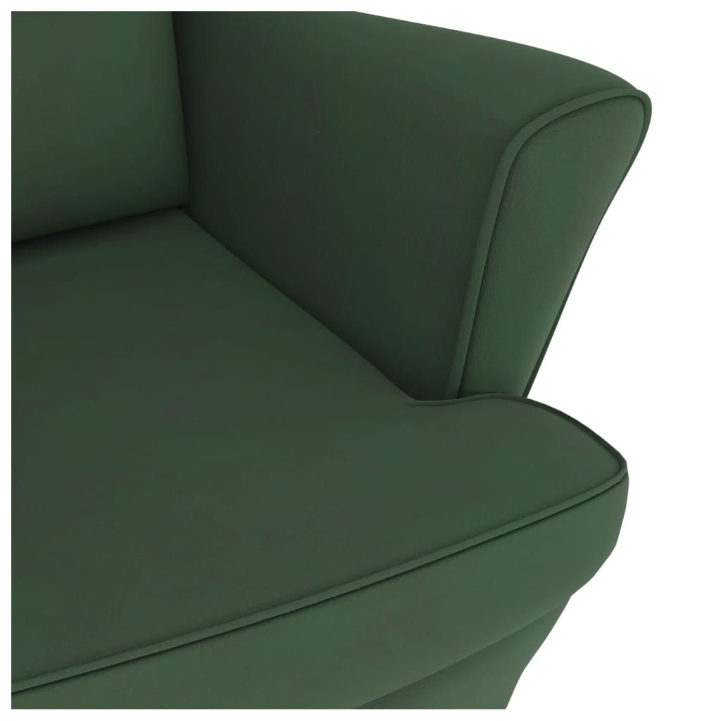 Chaise à bascule avec pieds en bois massif et caoutchouc, velours vert foncé