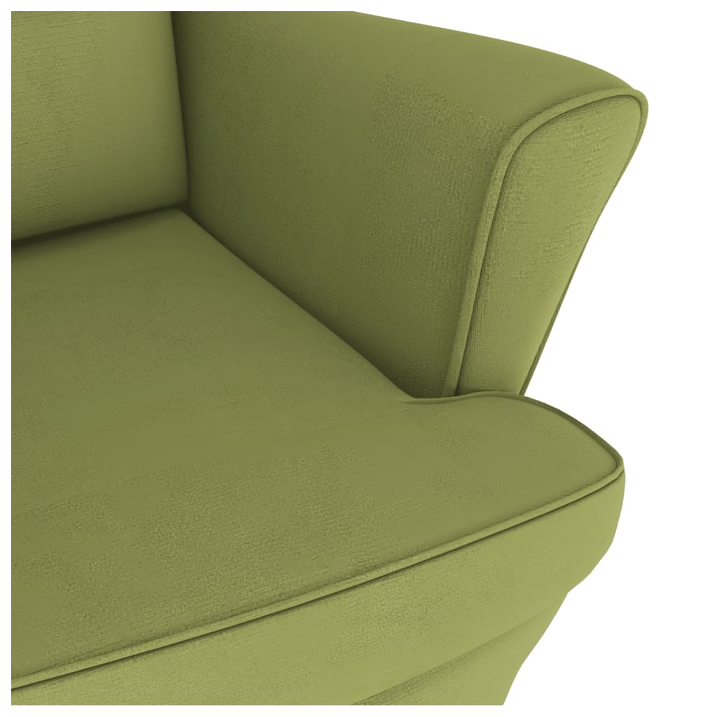 Chaise à bascule avec pieds en bois massif et caoutchouc, velours vert clair