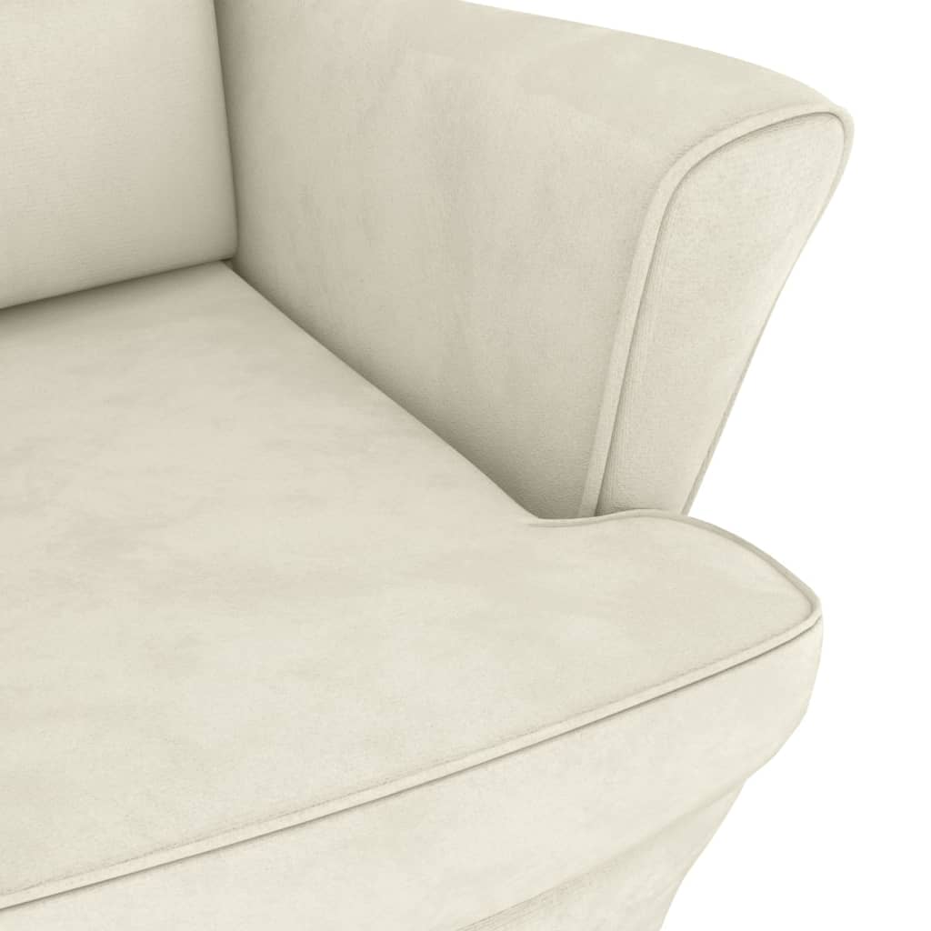 Chaise à bascule avec pieds en bois massif et caoutchouc, velours crème