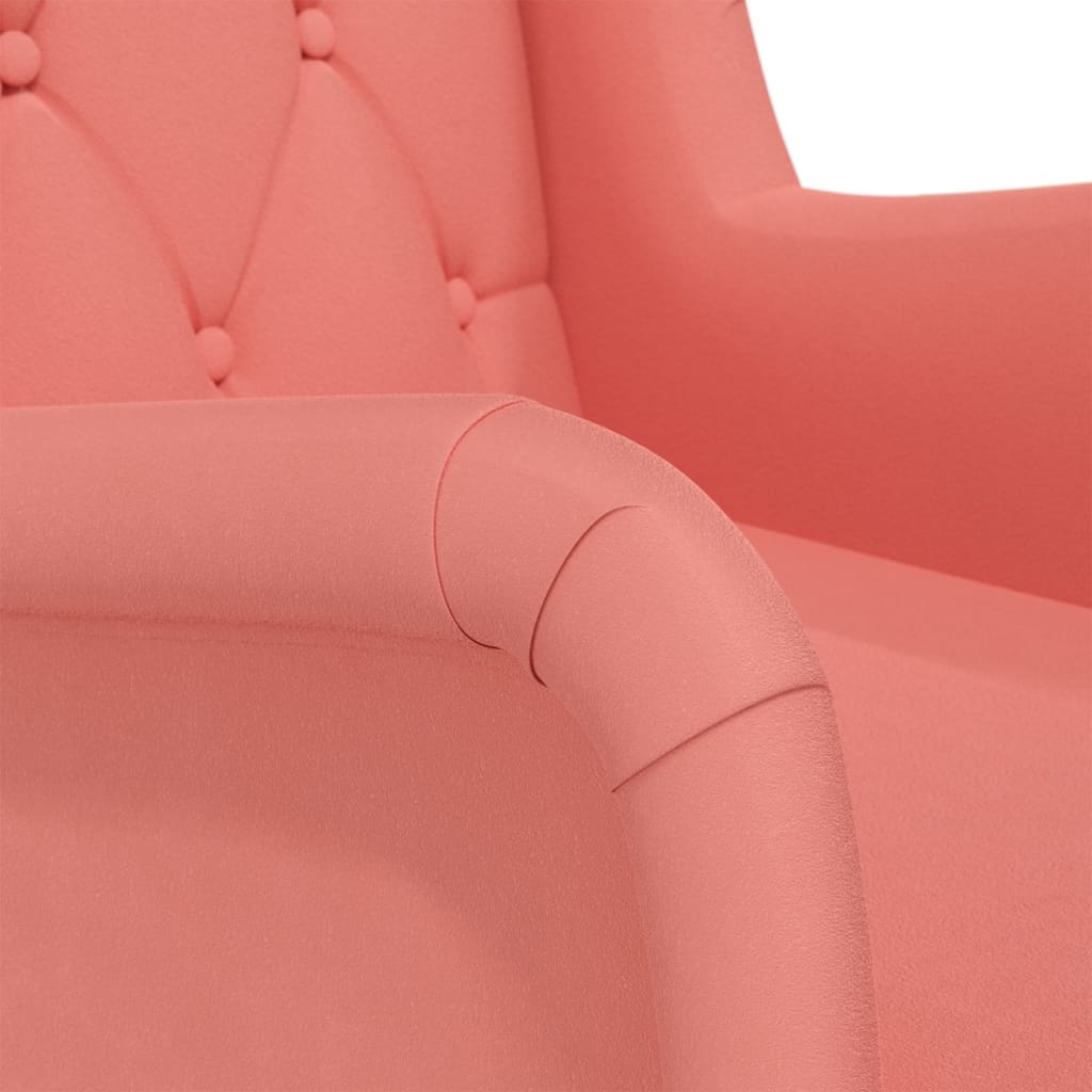 Sessel mit Massivholz-Gummifüßen Rosa Samt