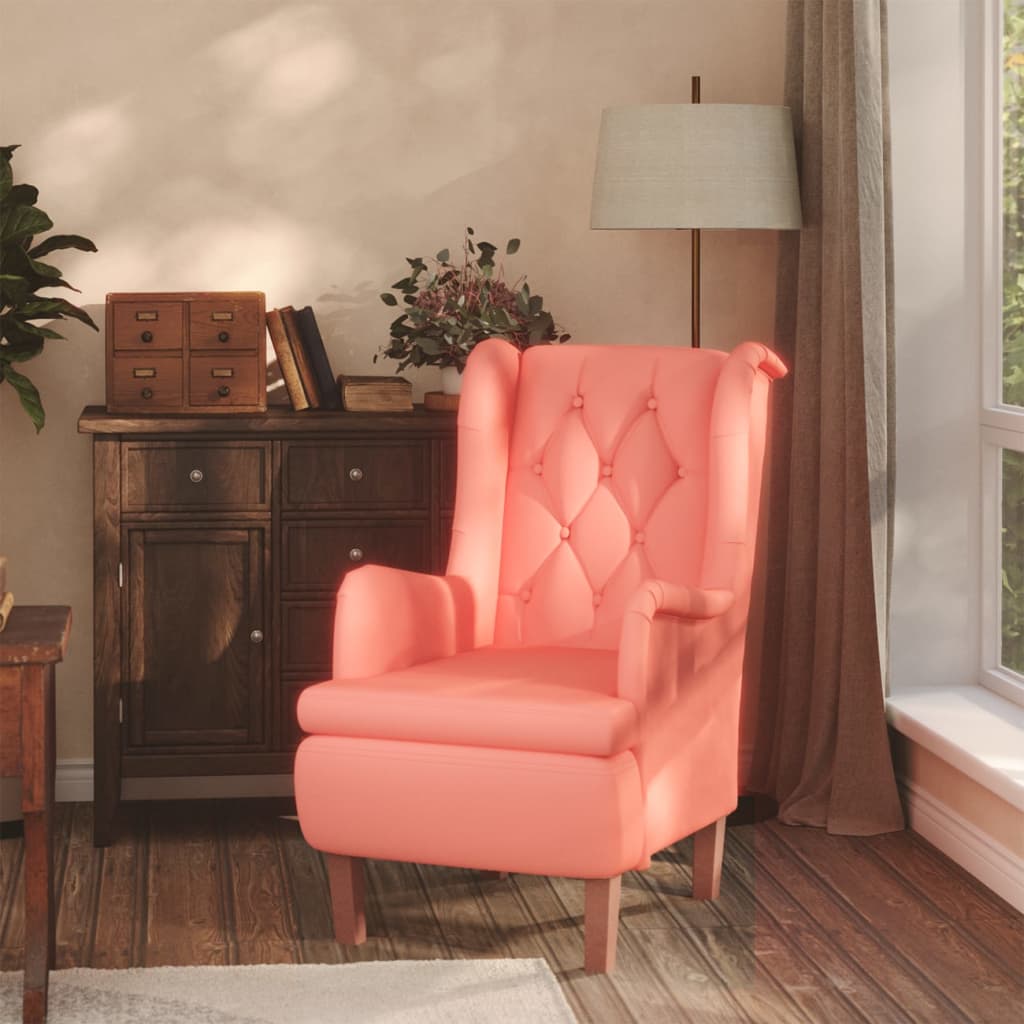 Sessel mit Massivholz-Gummifüßen Rosa Samt
