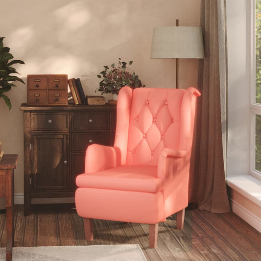 Sessel mit Massivholz-Gummifüßen Rosa Samt
