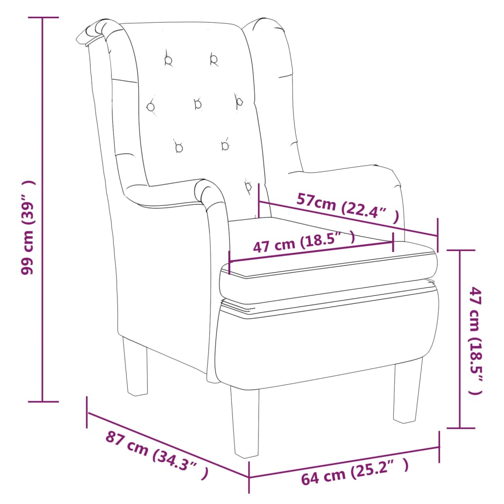 Sessel mit Massivholz-Gummifüßen Braun Samt