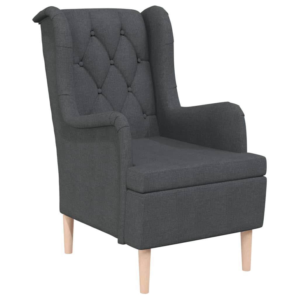 Sessel mit Beinen aus Massivem Kautschukholz Dunkelgrau Stoff
