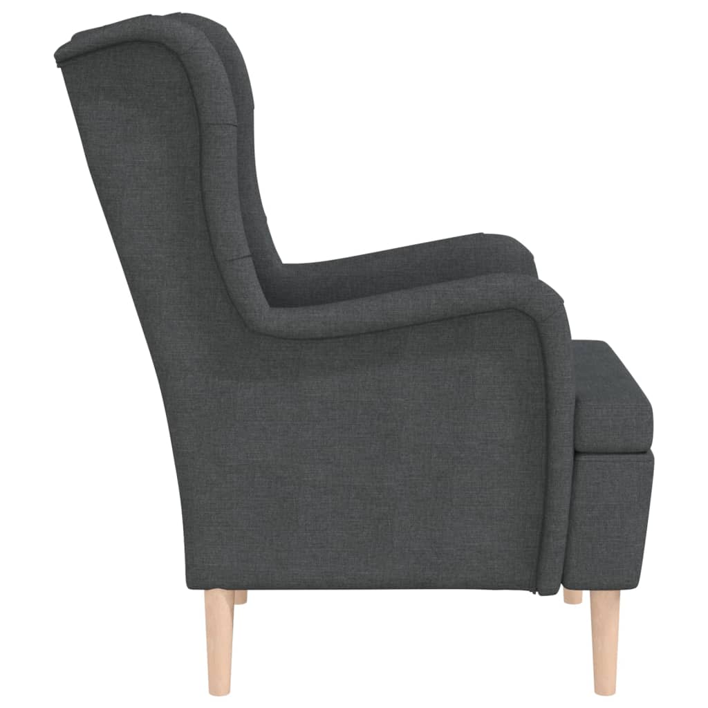 Sessel mit Beinen aus Massivem Kautschukholz Dunkelgrau Stoff