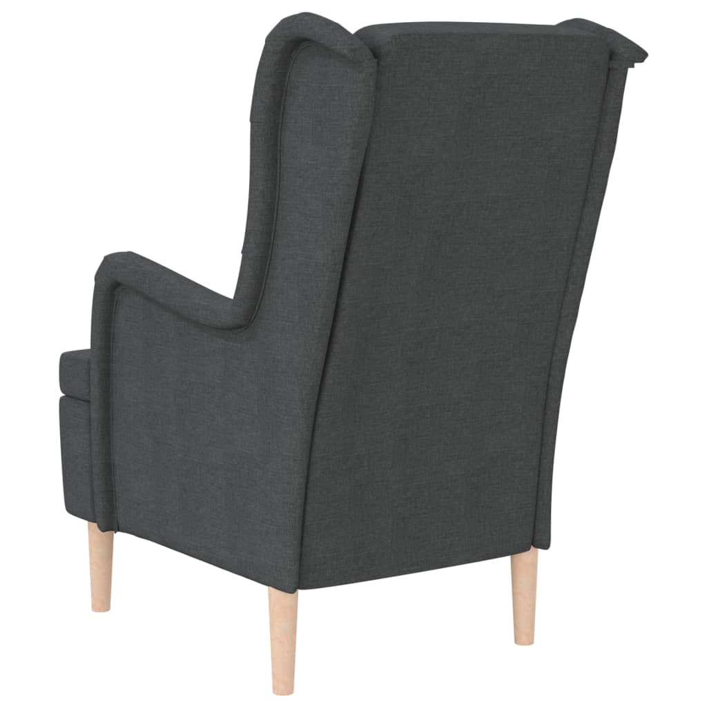 Sessel mit Beinen aus Massivem Kautschukholz Dunkelgrau Stoff