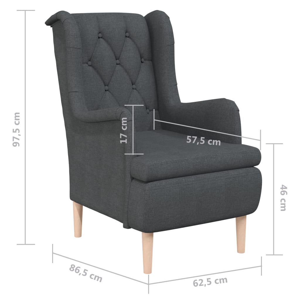 Sessel mit Beinen aus Massivem Kautschukholz Dunkelgrau Stoff