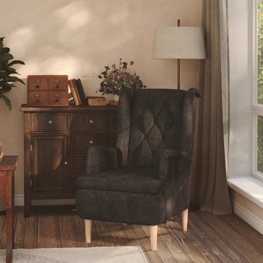 Sessel mit Beinen aus Massivem Kautschukholz Schwarz Stoff