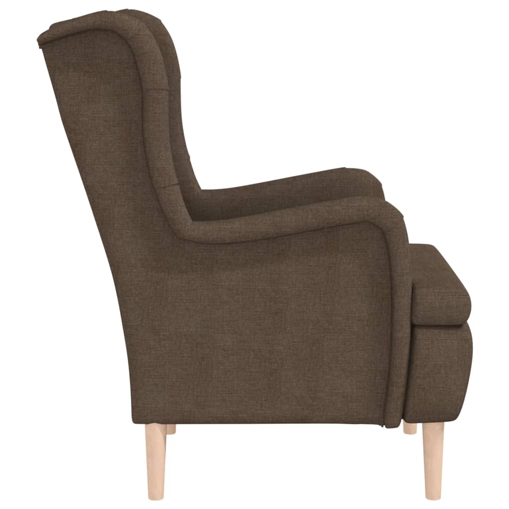 Sessel mit Beinen aus Massivem Kautschukholz Braun Stoff