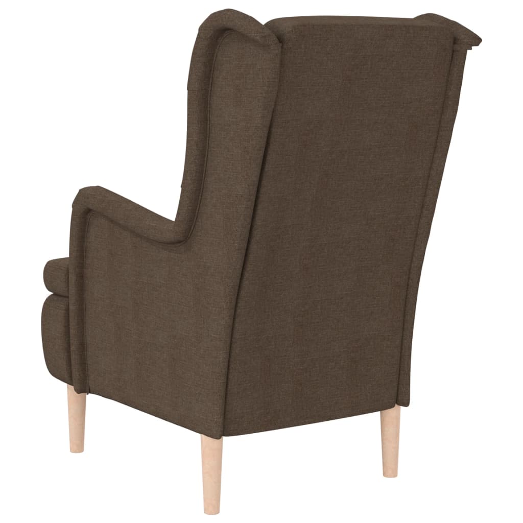 Sessel mit Beinen aus Massivem Kautschukholz Braun Stoff