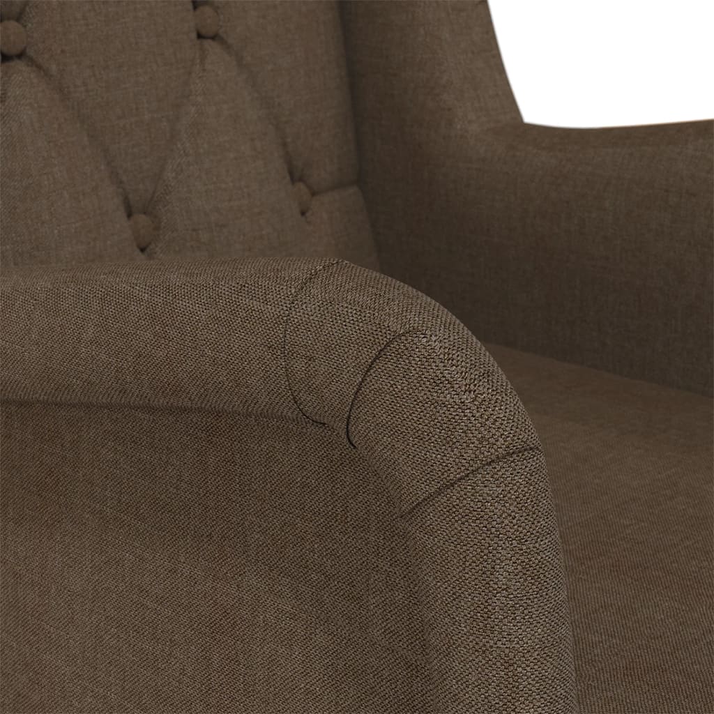 Sessel mit Beinen aus Massivem Kautschukholz Braun Stoff