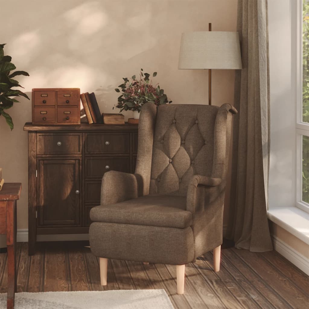 Sessel mit Beinen aus Massivem Kautschukholz Braun Stoff