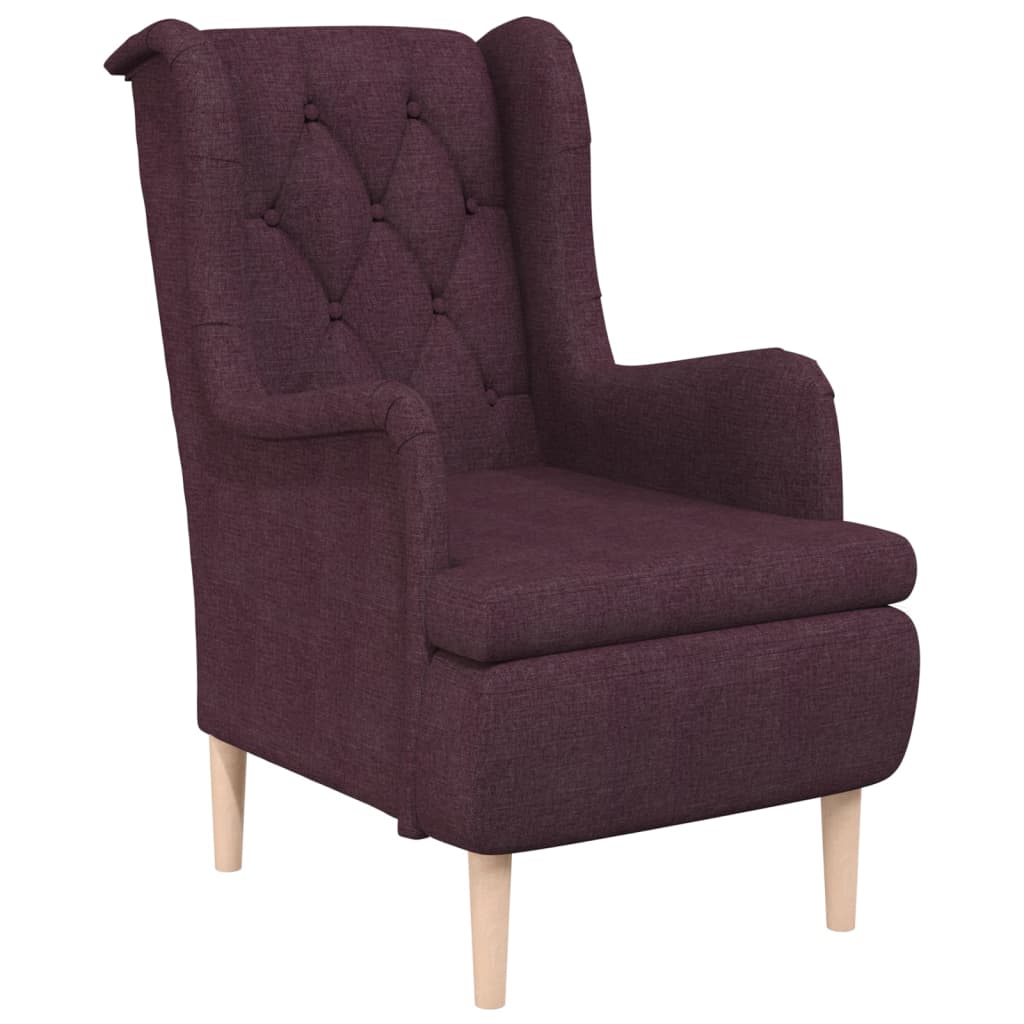 Sessel mit Beinen aus Massivem Kautschukholz Lila Stoff