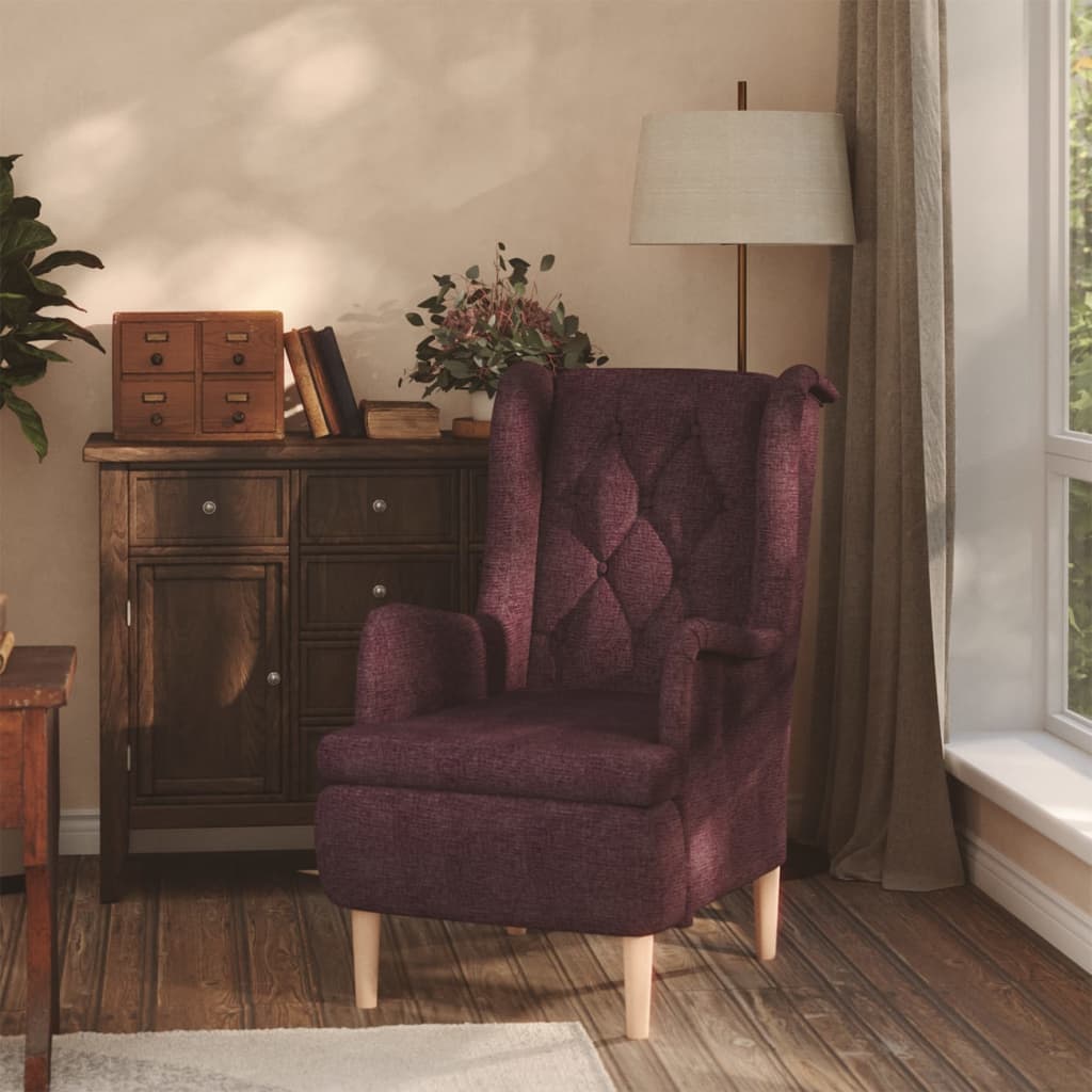 Sessel mit Beinen aus Massivem Kautschukholz Lila Stoff